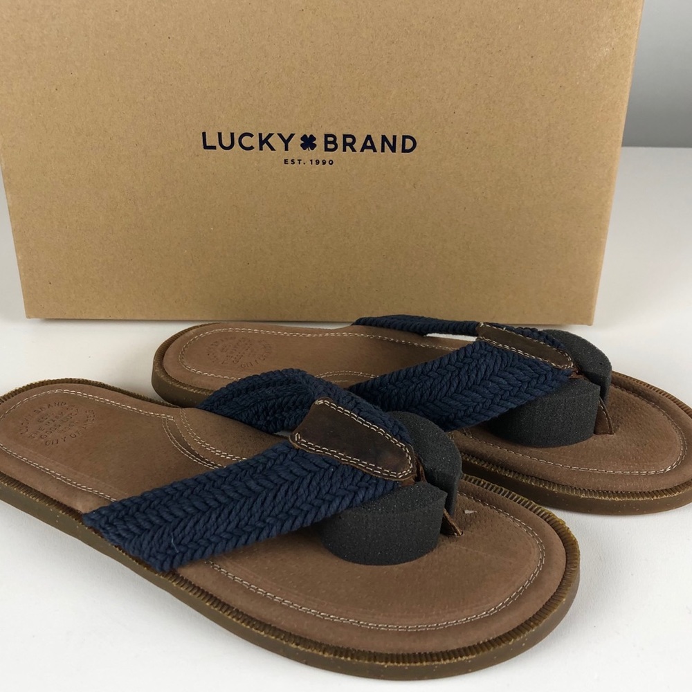 Lucky Brand Lennon Flip Flop Sandals Leather NIB